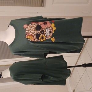4/$40 New Green Skull Tee - Size 3XL (US18)